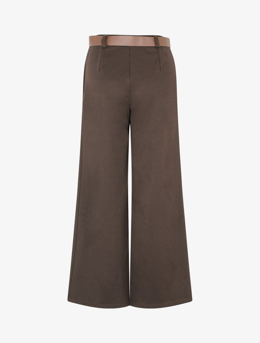 Pantalon ample imprimé chevron - Marron - 2