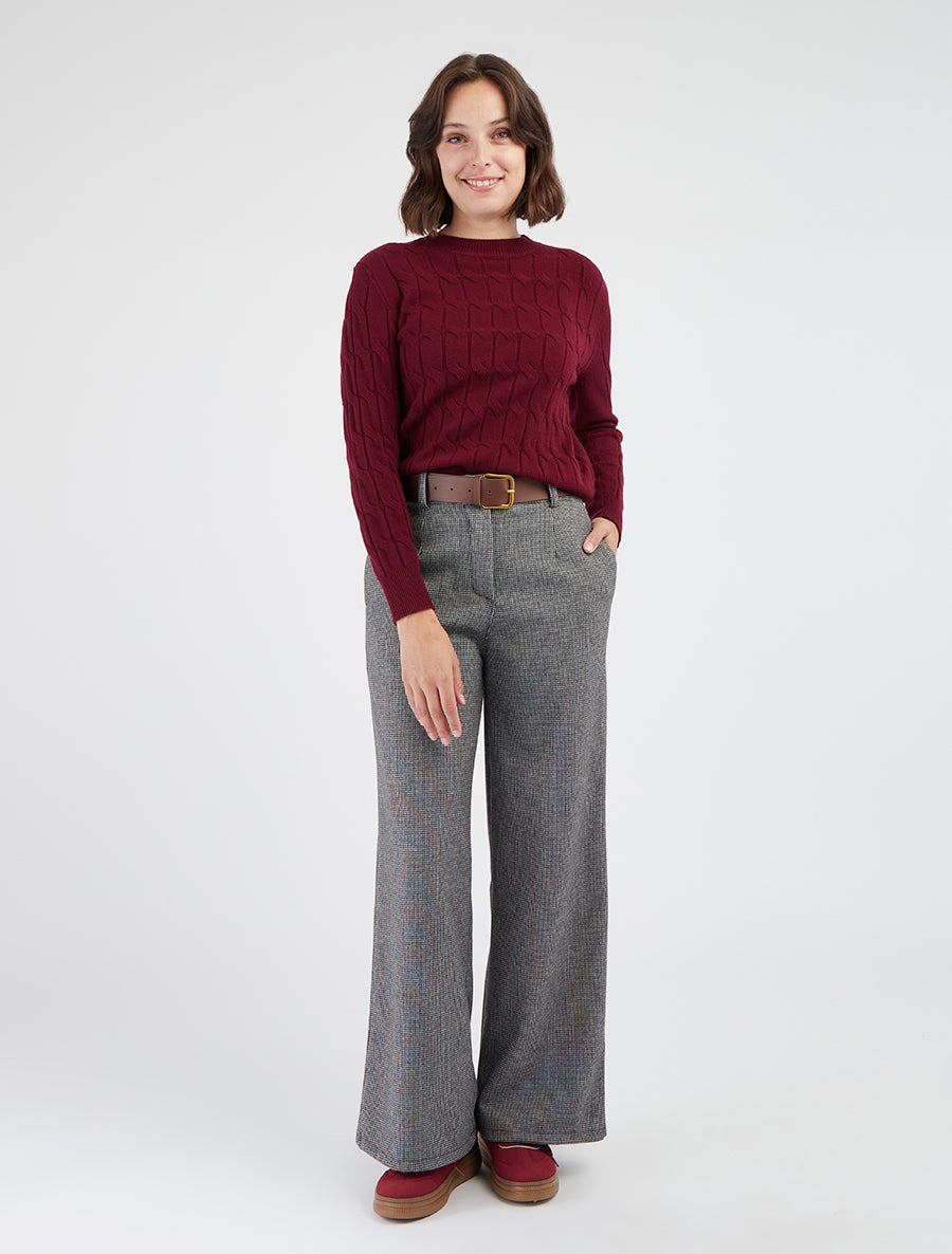 Weit geschnittene Hose mit Hahnentritt-Muster - Schwarz/Grau