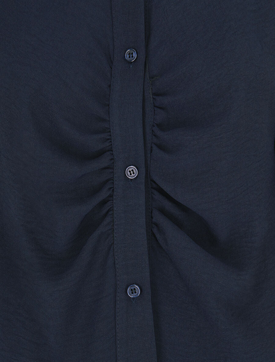 Chemise droite plissée - Marine - 3