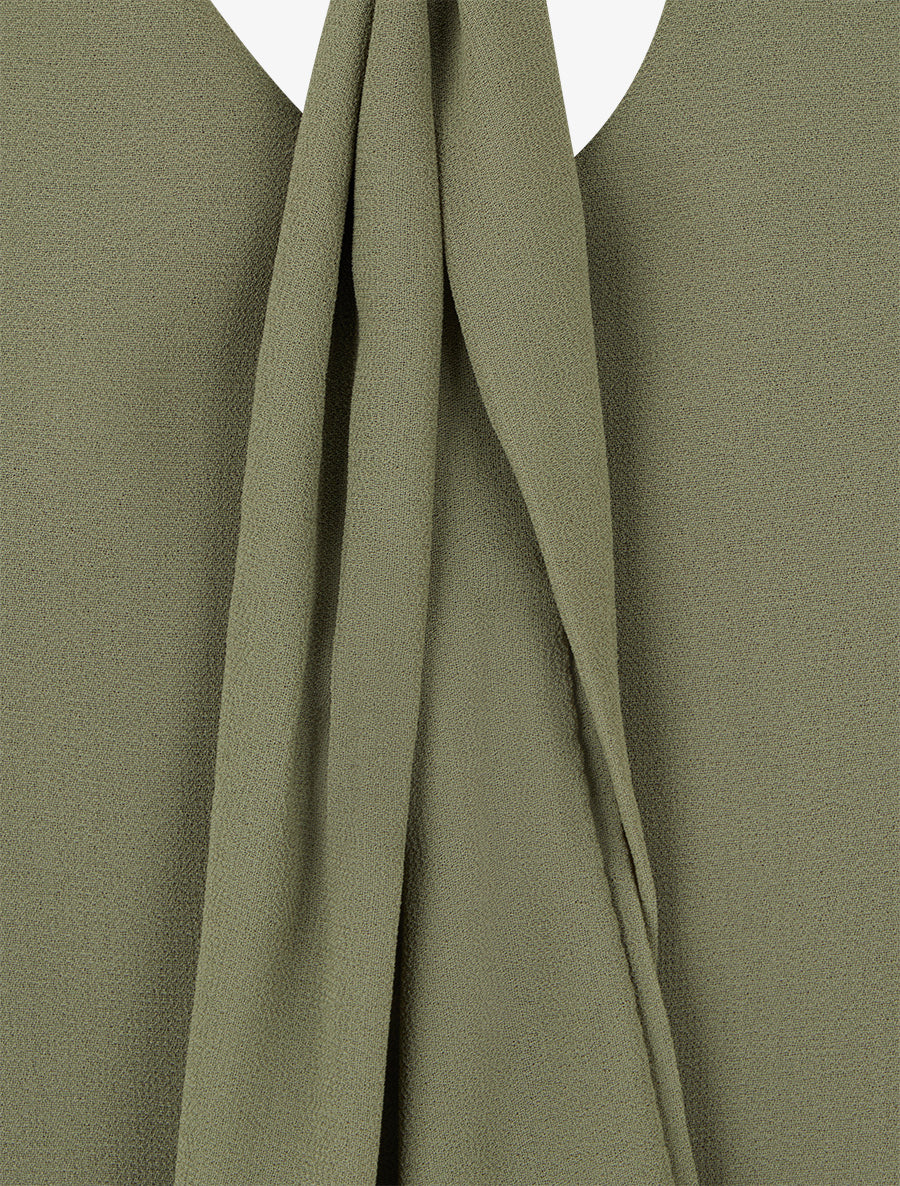 Top droit à col lavallière bijou - Kaki - 3