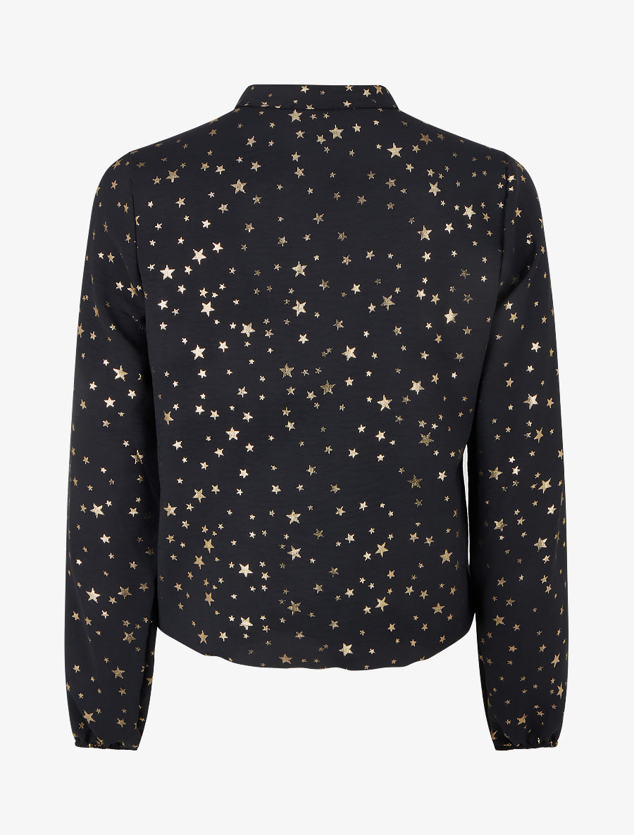 Blouse à manches longues motif étoiles irisées - Noir - 2
