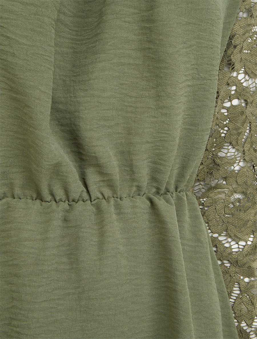 Top péplum à manches dentelle - Kaki - 3
