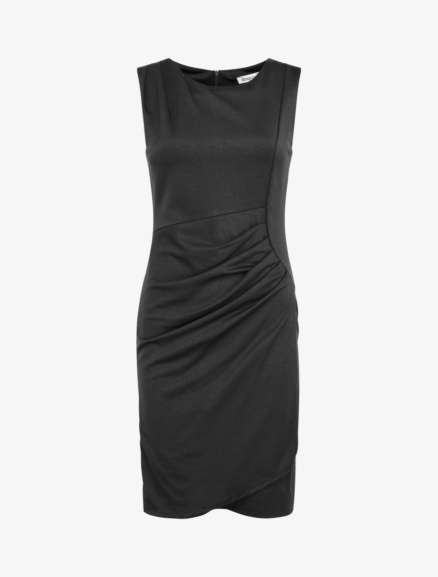 Robe style portefeuille à col rond - Noir - 1