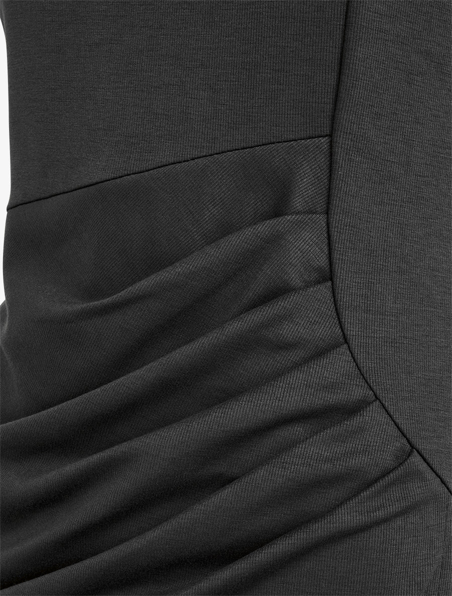 Robe style portefeuille à col rond - Noir - 3