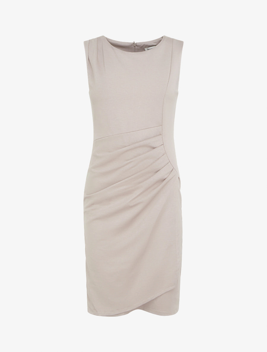 Robe style portefeuille à col rond - Taupe - 1