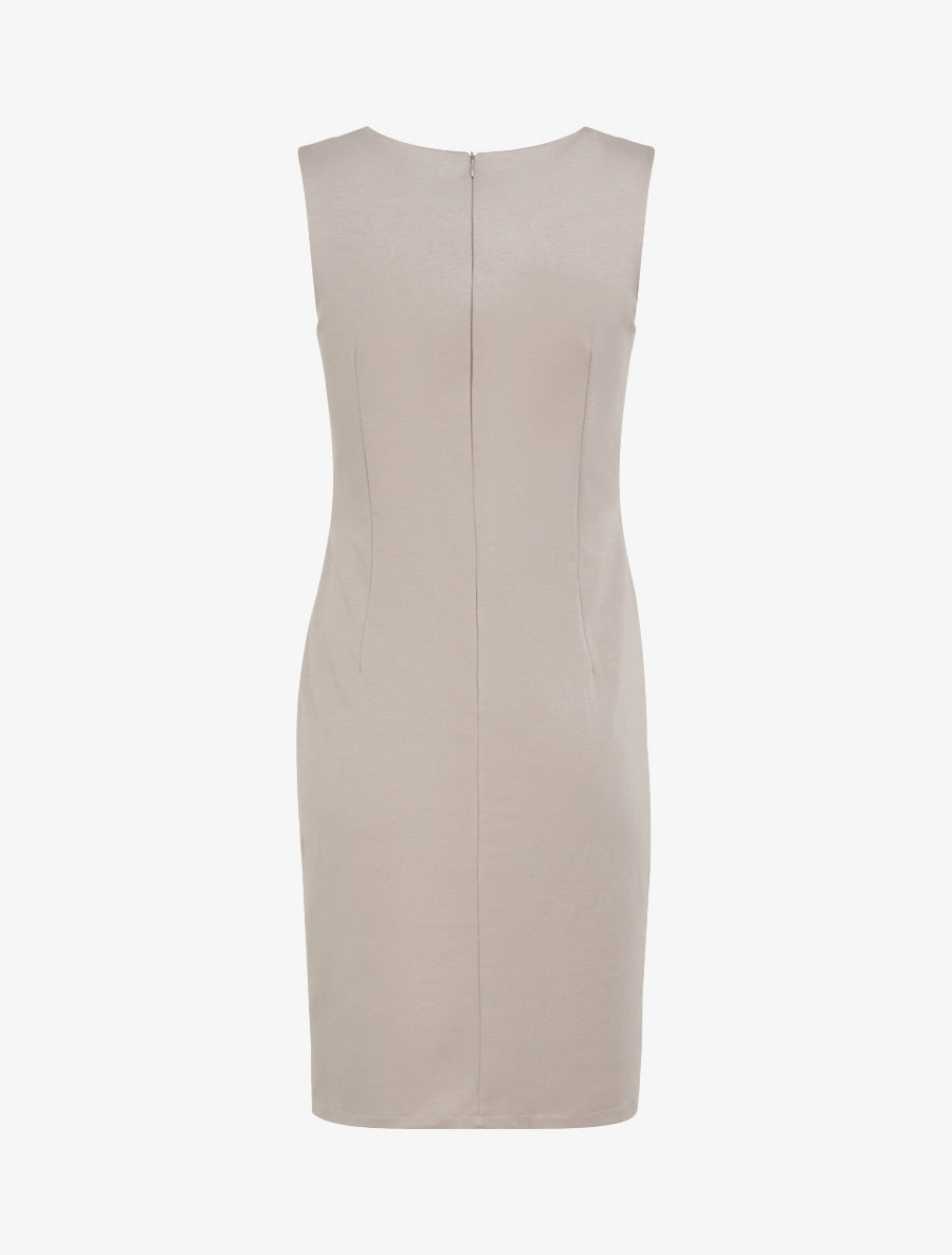 Robe style portefeuille à col rond - Taupe - 2