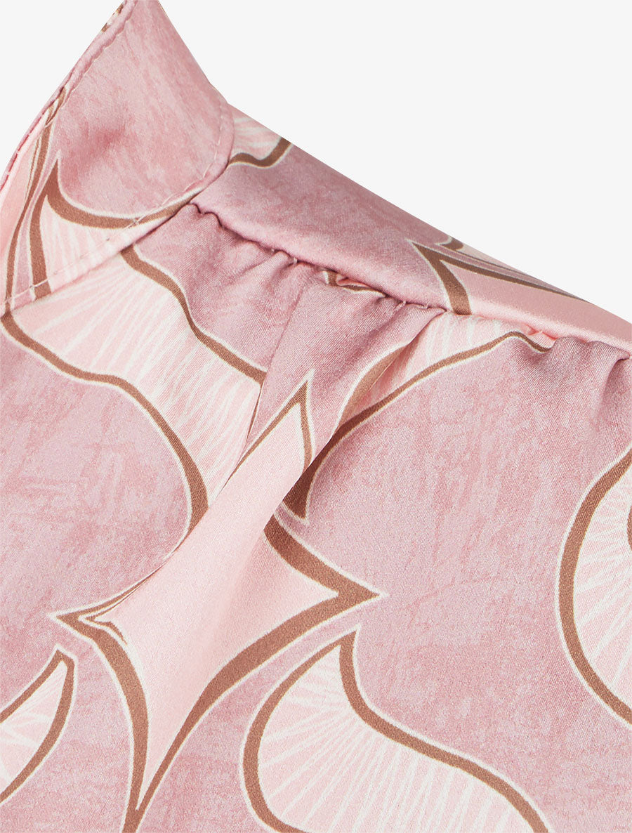 Top satiné à manches longues imprimé graphique - Rose - 3