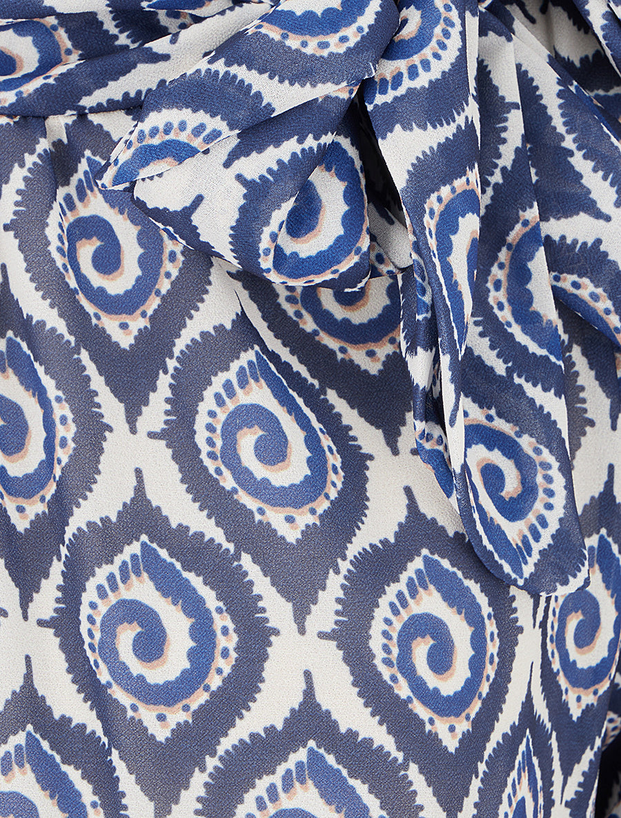 Top imprimé fantaisie à col lavallière - Marine - 3