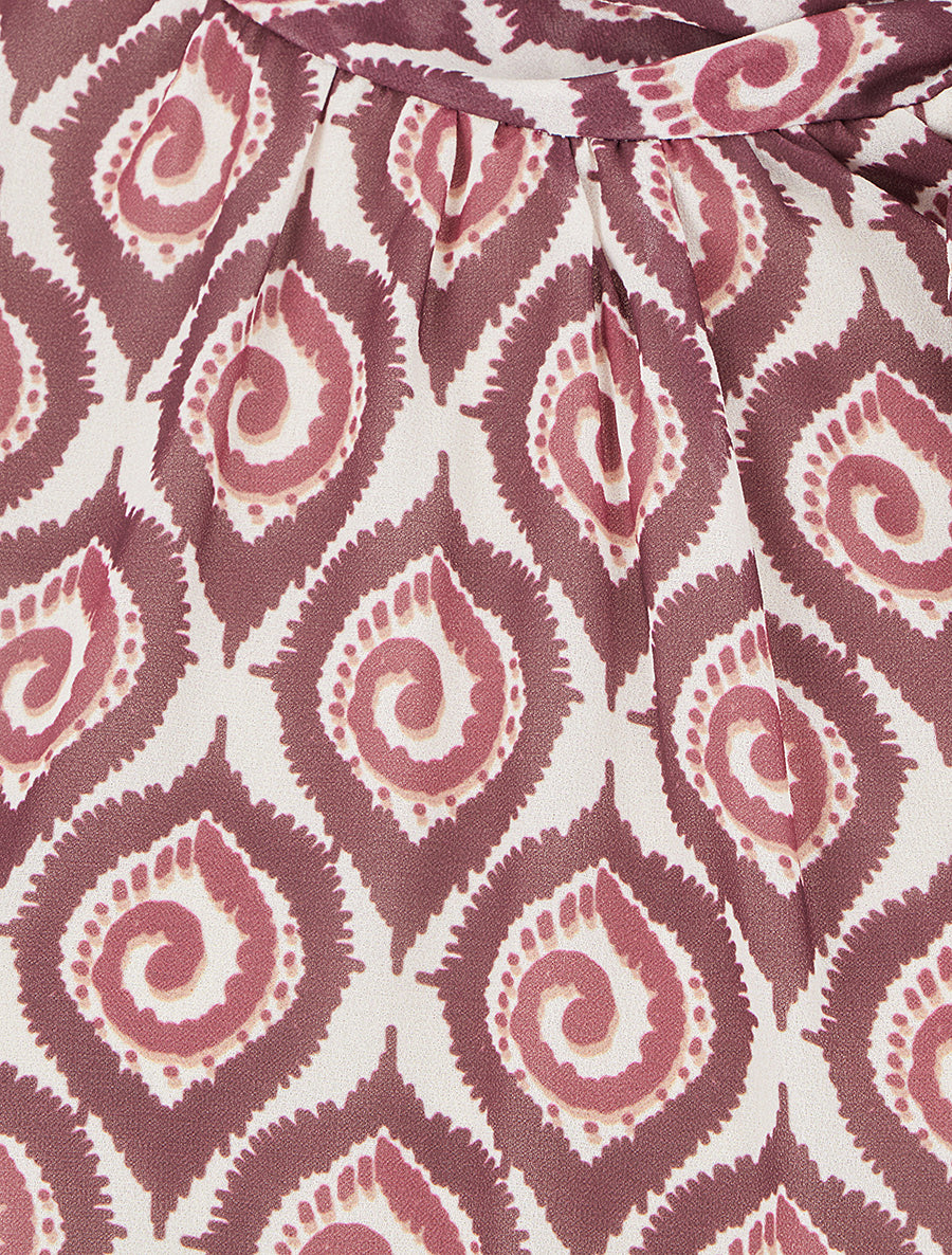 Top imprimé fantaisie à col lavallière - Prune - 3