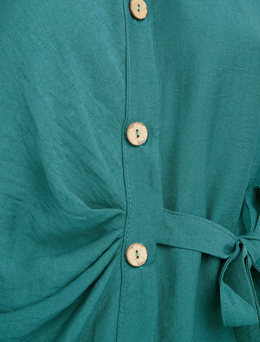 Chemise asymétrique effet drapé - Vert foncé - 3