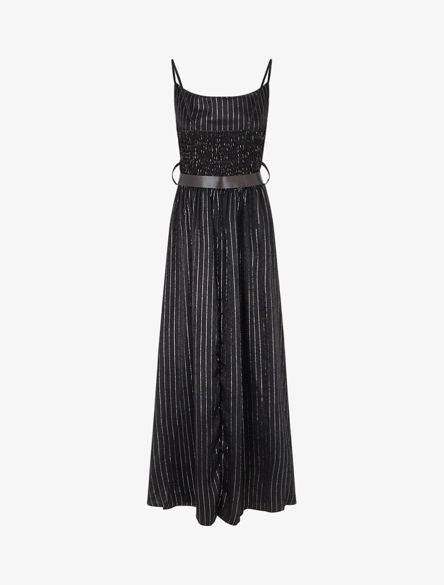 Robe longue à rayures irisées - Noir - 2