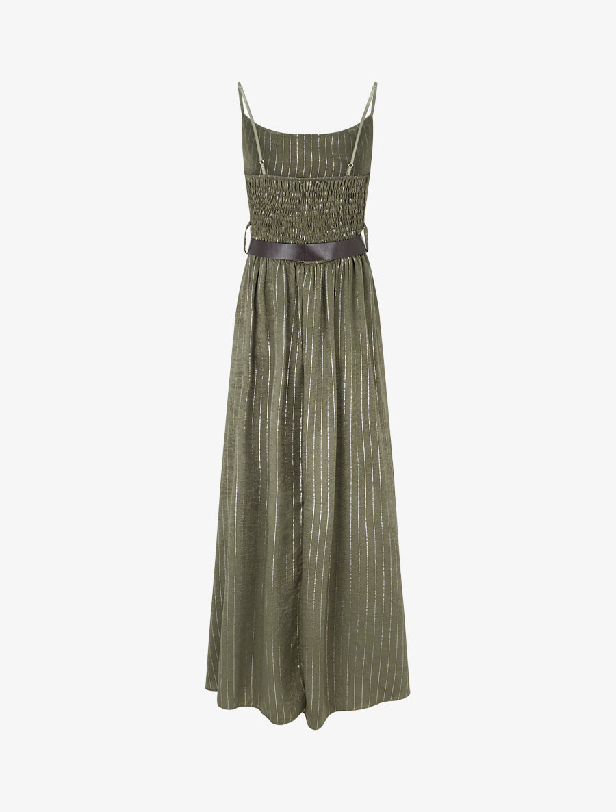 Robe longue à rayures irisées - Kaki - 2