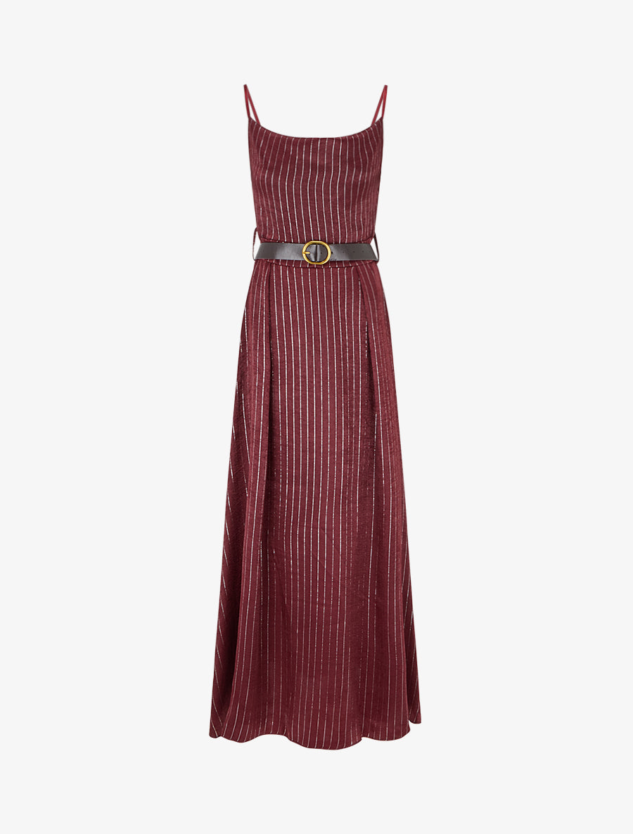 Robe longue à rayures irisées - Bordeaux - 1