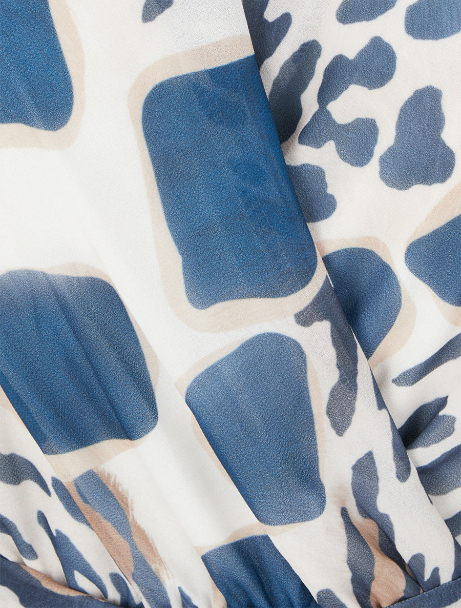 Robe à dos nu V imprimé fantaisie - Marine - 3