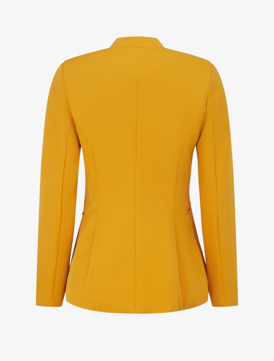 Veste unie à poches décoratives zippées - Jaune moutarde - 2