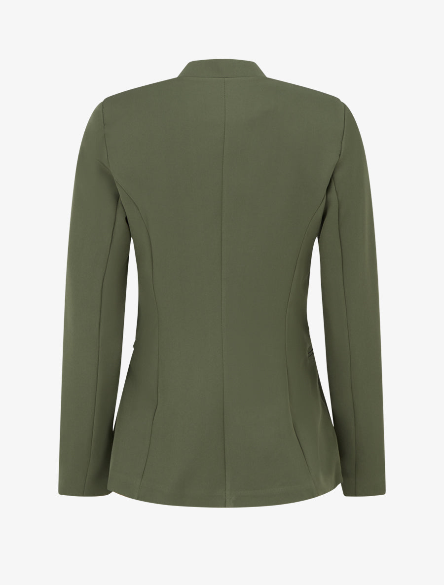 Veste unie à poches décoratives zippées - Kaki - 2