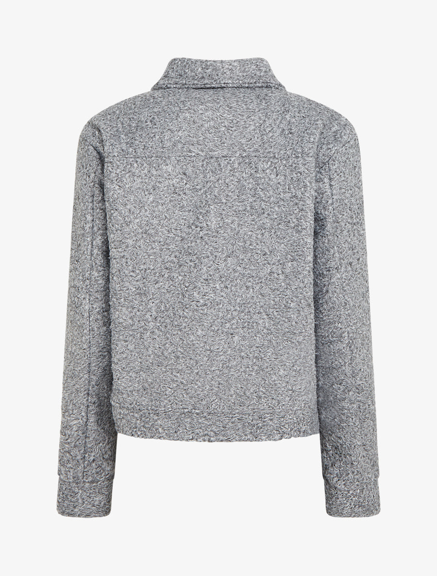 Manteau court à poches à rabat - Gris - 2