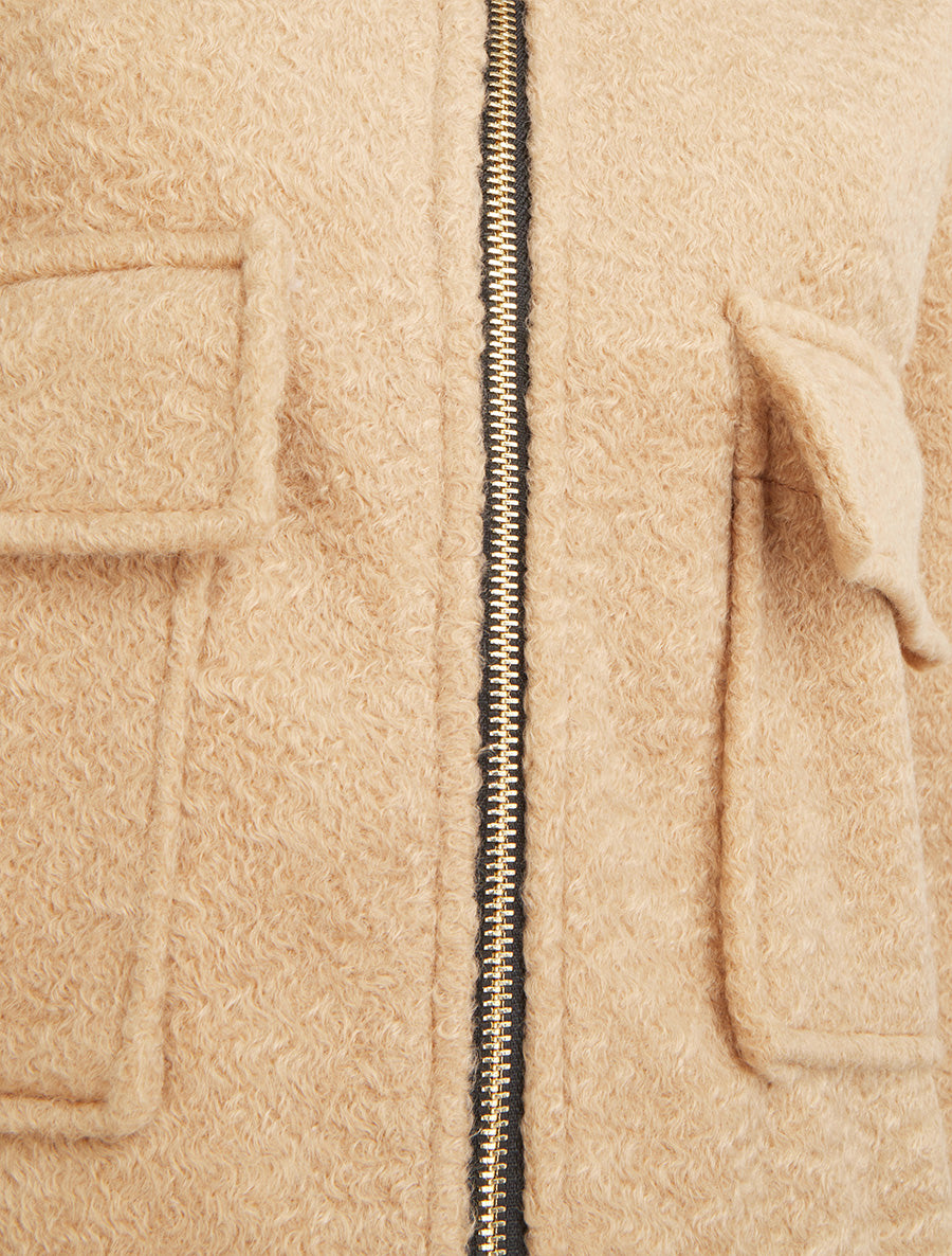 Manteau court à poches à rabat - Beige - 3