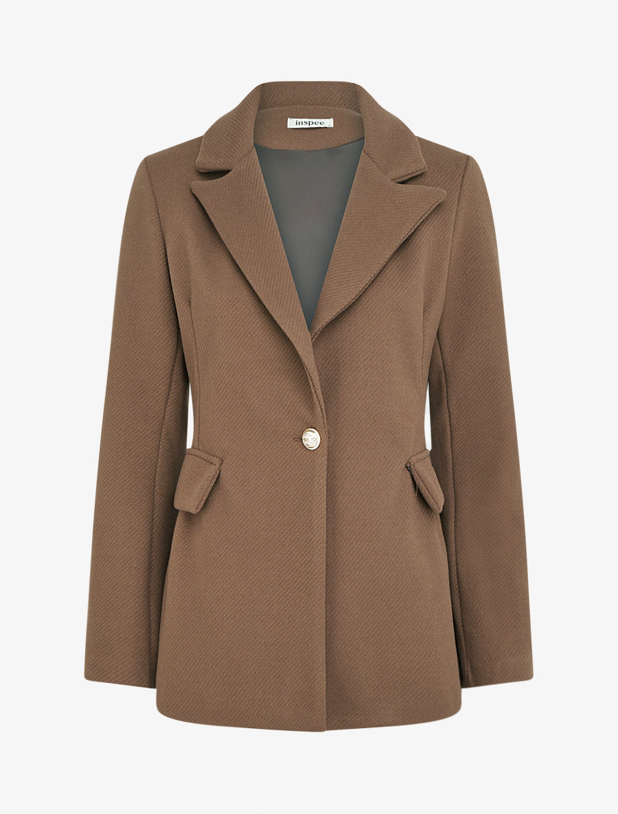 Manteau court à poches décoratives - Marron clair - 1