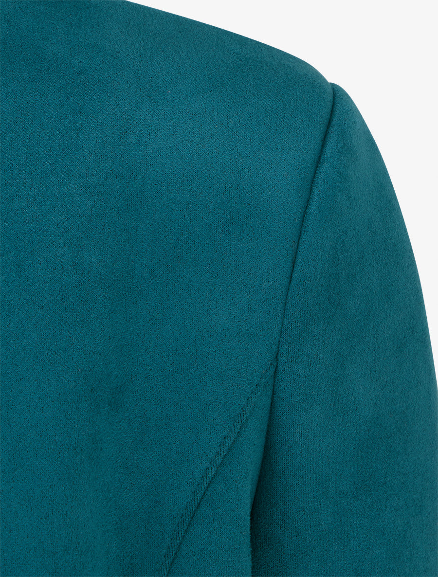 Veste courte ouverte en suédine - Bleu canard - 3