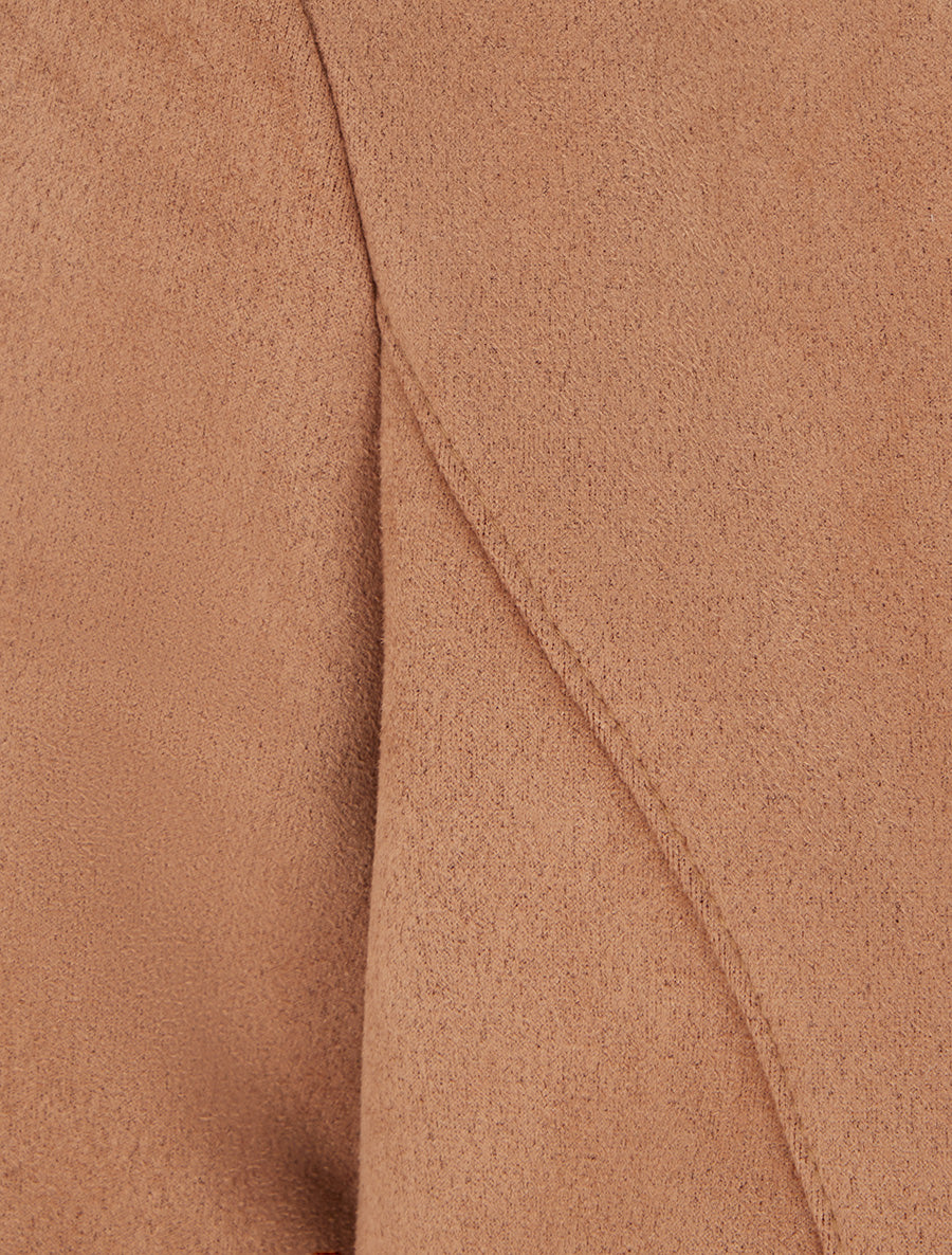 Veste courte ouverte en suédine - Camel - 3