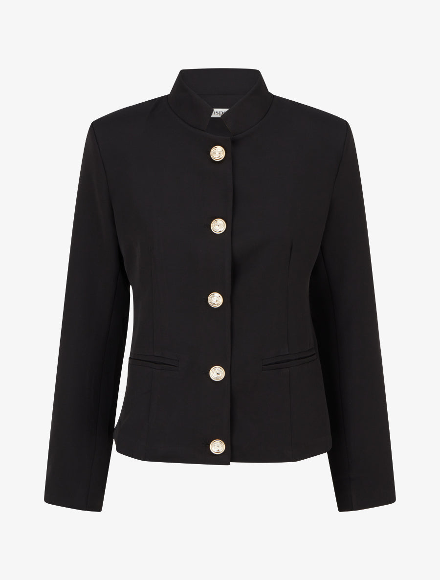 Blazer boutonné à épaulettes - Noir - 1