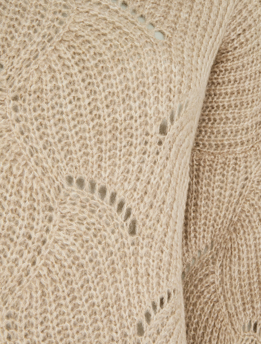 Pull uni à détail ajouré - Beige - 3