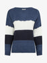 Pull rayé à col rond - Bleu - 1