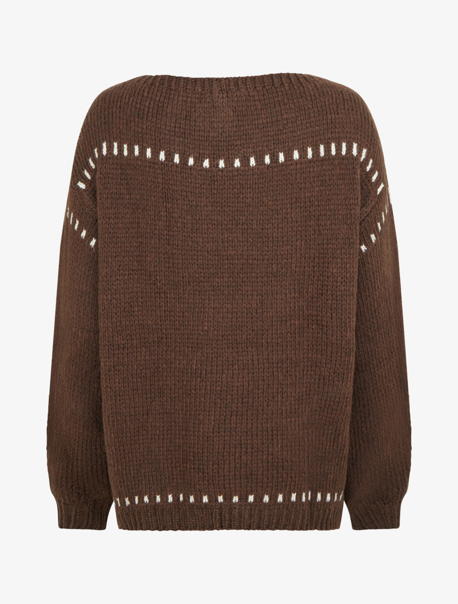 Pull uni duveteux - Marron - 2