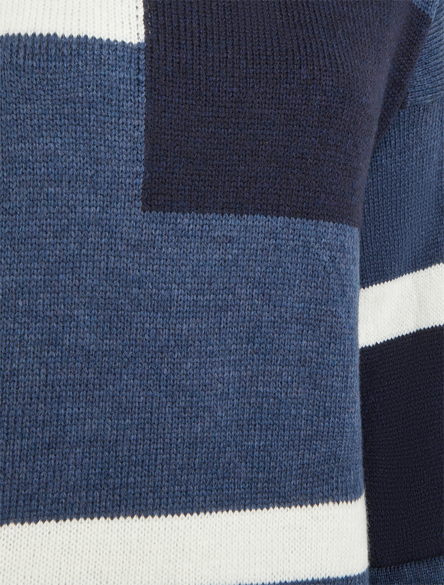 Pull color bloc en maille - Marine - 3