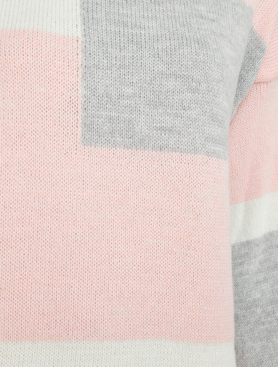 Pull color bloc en maille - Rose - 3