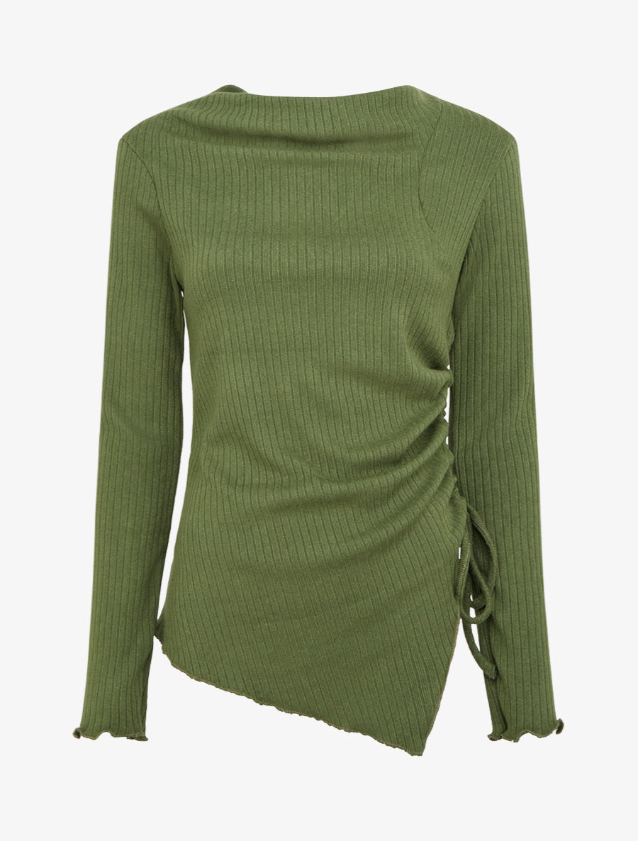 Pull asymétrique et cordons de serrage - Kaki - 1