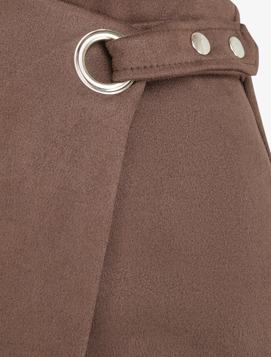 Jupe style portefeuille à oeillet - Marron - 3