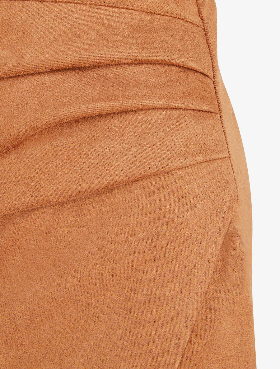 Jupe asymétrique en suédine - Camel - 3