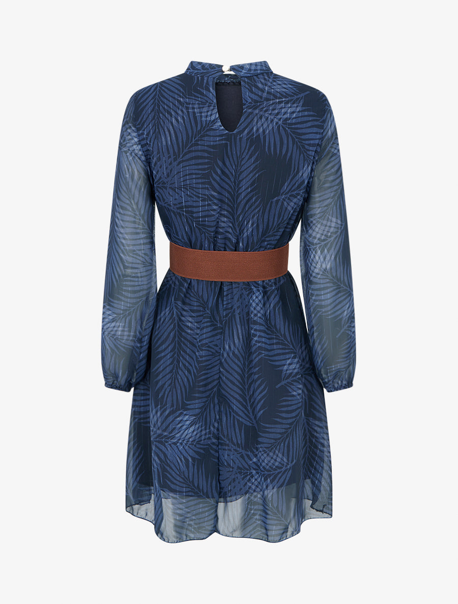 Robe irisée à imprimé feuillage - Marine - 2