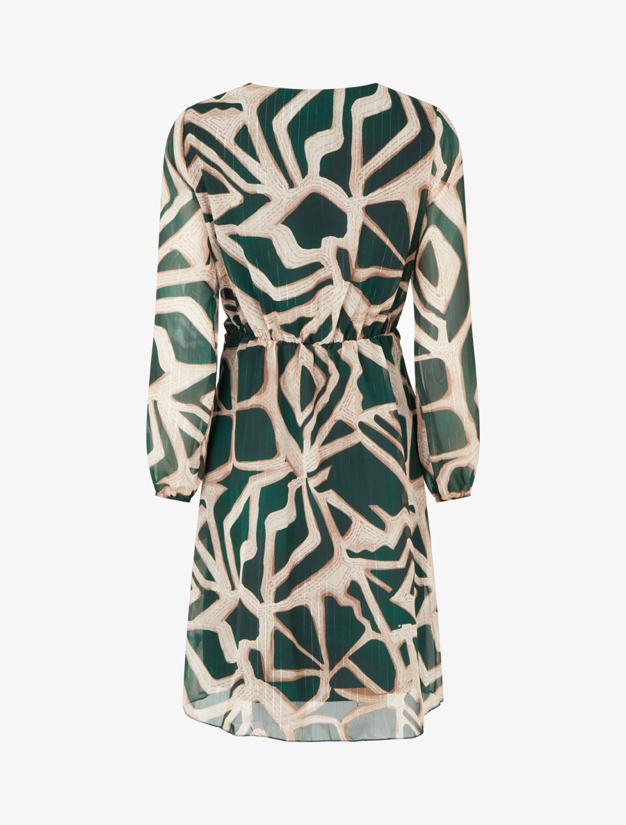 Robe imprimé rétro à rayures irisées - Vert sapin - 2