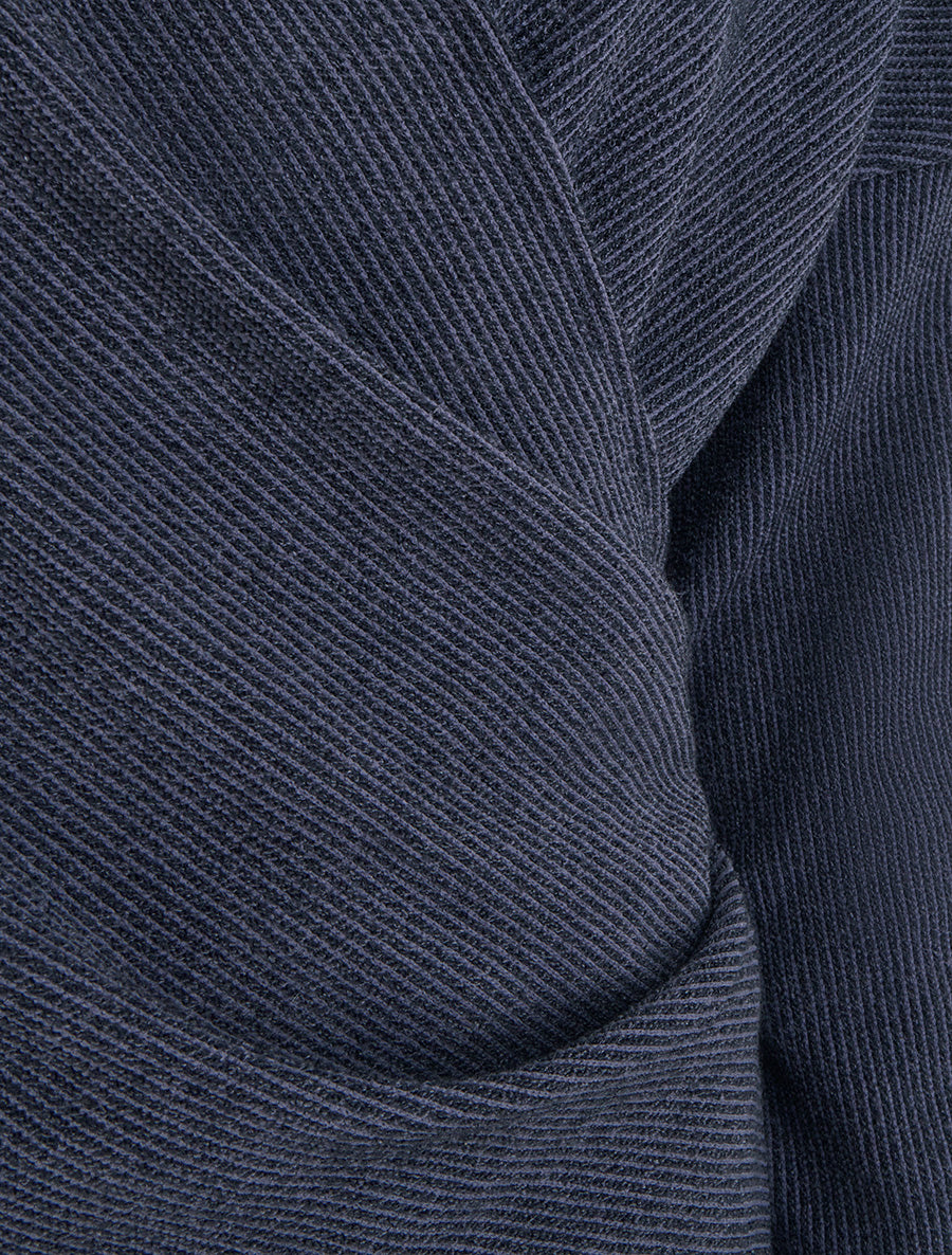 Pull fin uni à col cache-coeur - Marine - 3
