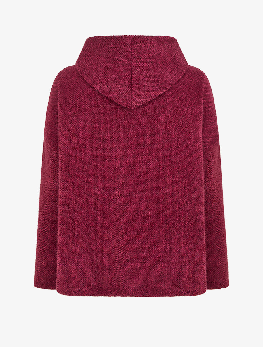 Gilet en maille zippé à capuche - Lie de vin - 2