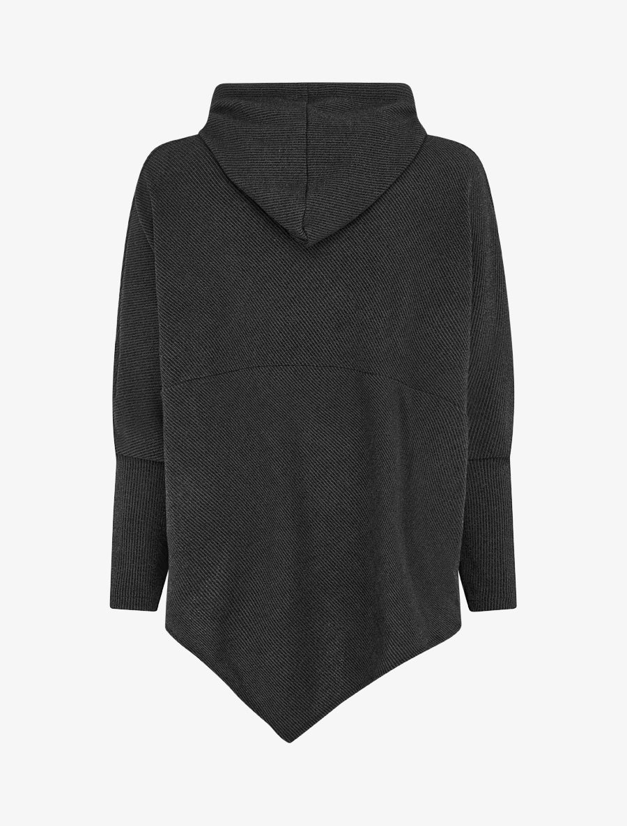 Pull fin asymétrique à capuche - Noir - 2