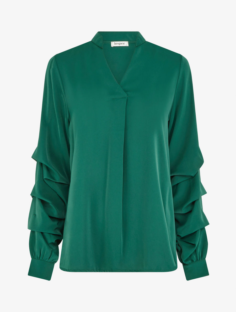 Blouse fluide unie à manches stylisées - Vert sapin - 1