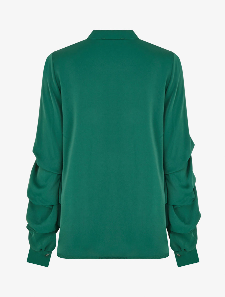 Blouse fluide unie à manches stylisées - Vert sapin - 2