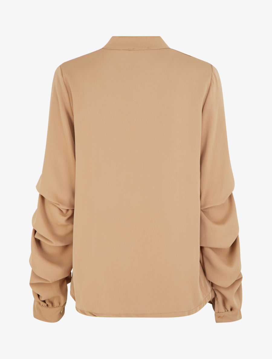 Blouse fluide unie à manches stylisées - Camel clair - 2