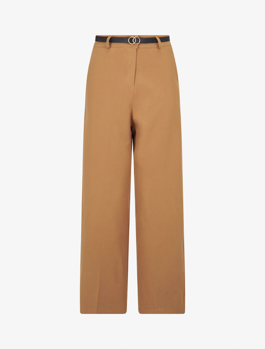 Pantalon de tailleur droit à plis - Camel - 1