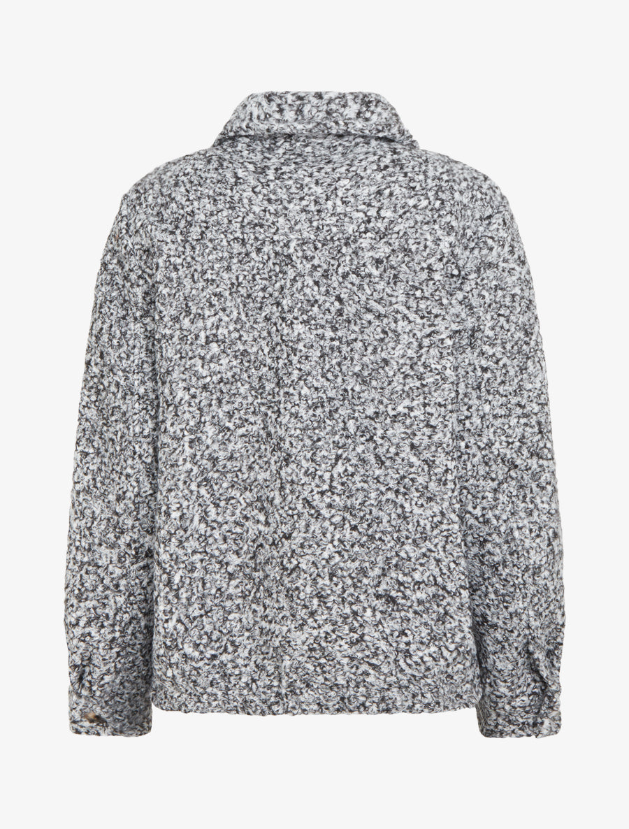 Manteau court effet laine bouclée - Gris - 2