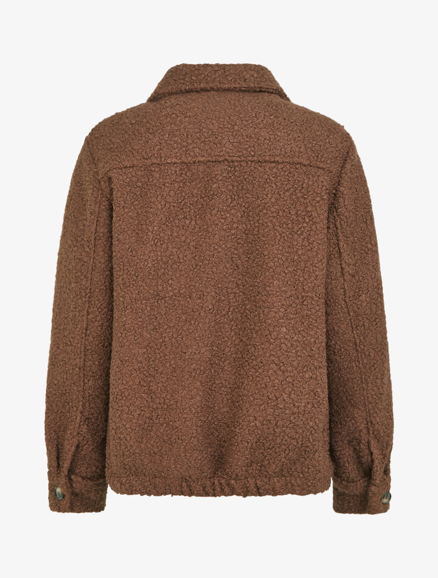 Manteau court effet laine bouclée - Marron - 2