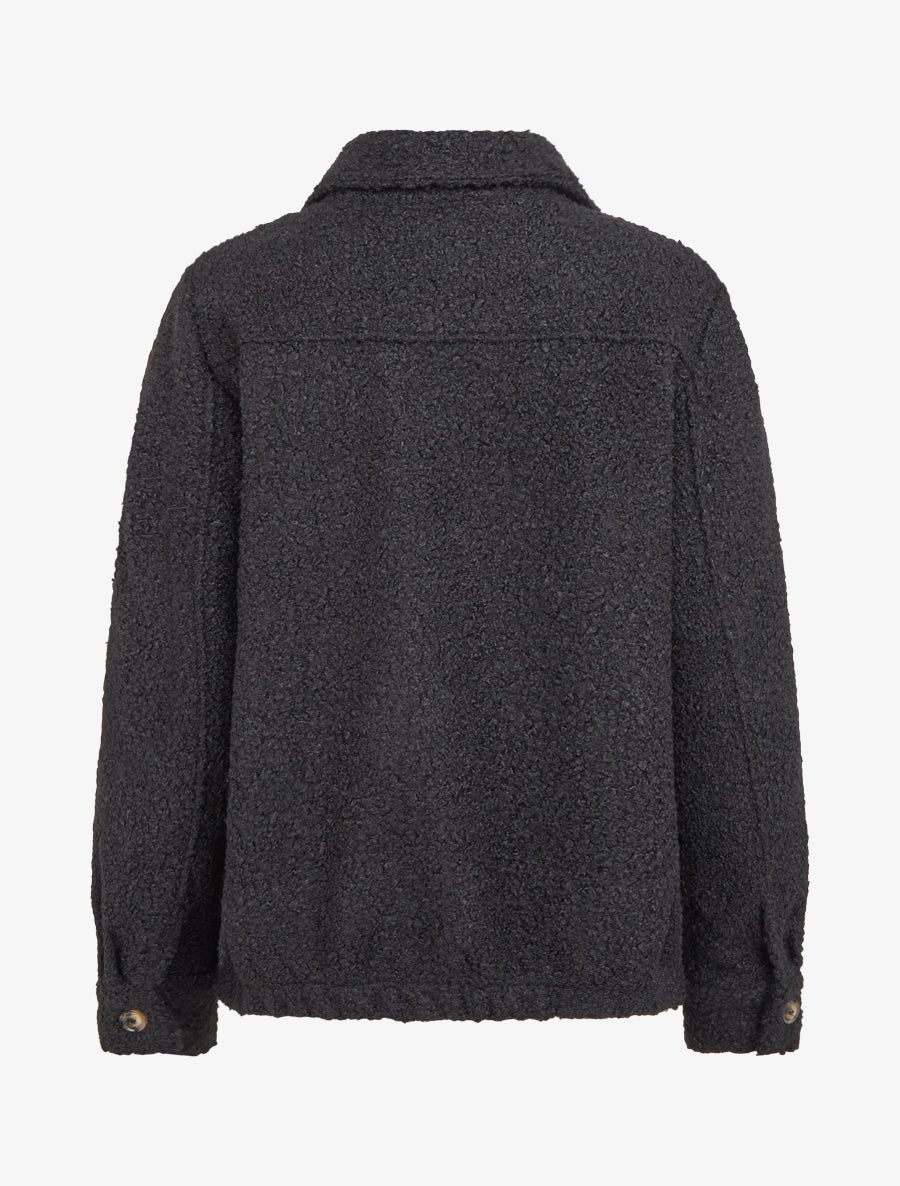 Manteau court effet laine bouclée - Noir - 2