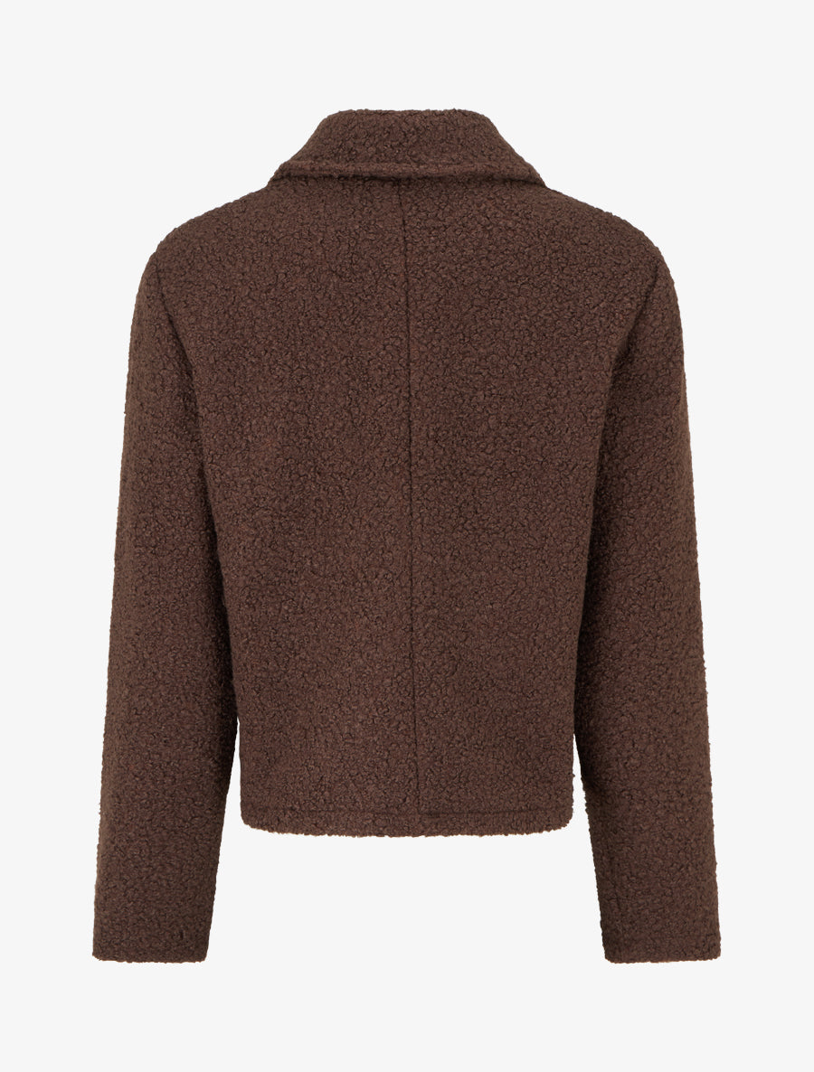 Manteau court effet laine bouclée - Chocolat - 2