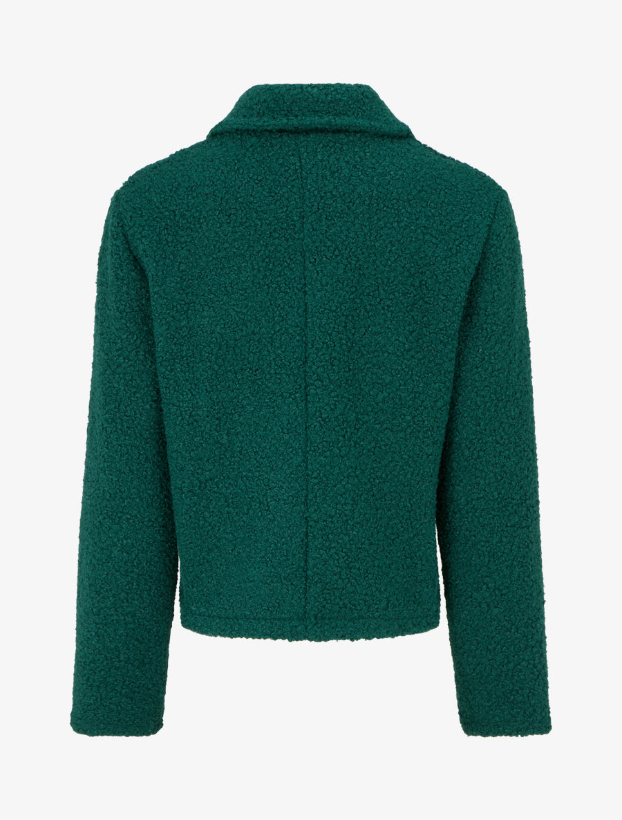 Manteau court effet laine bouclée - Vert sapin - 2