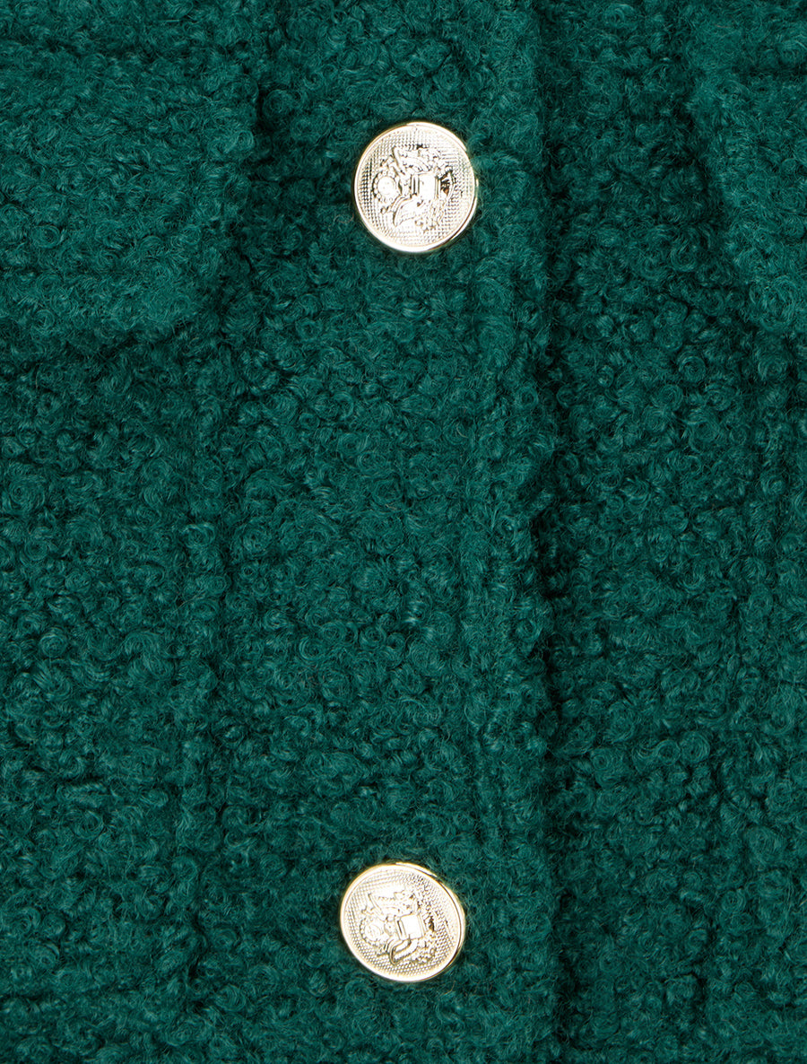 Manteau court effet laine bouclée - Vert sapin - 3