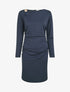 Robe droite à col bateau bijou - Marine - 1